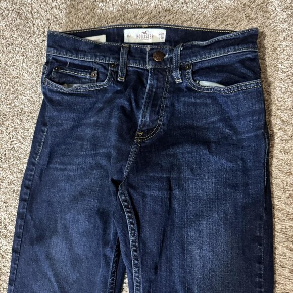 Hollister Jeans Mens 28x30 Blue Classic Straight Leg Dark Wash Denim Stretch - Picture 3 of 12